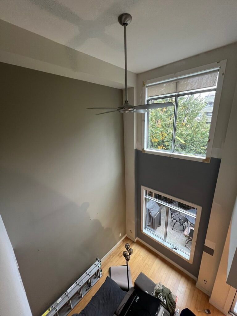 Lofted-ceiling condo in Kelowna before interior painting